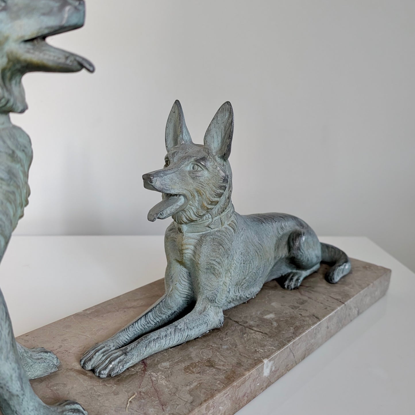 A Large French Art Deco 'Alsatian' Spelter & Marble Sculpture