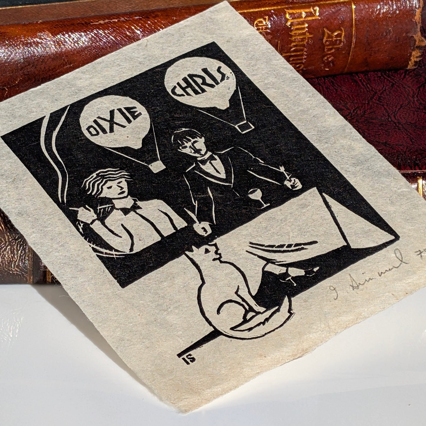 Ilme Simmul 'Dixie & Chris' Linocut, 1978