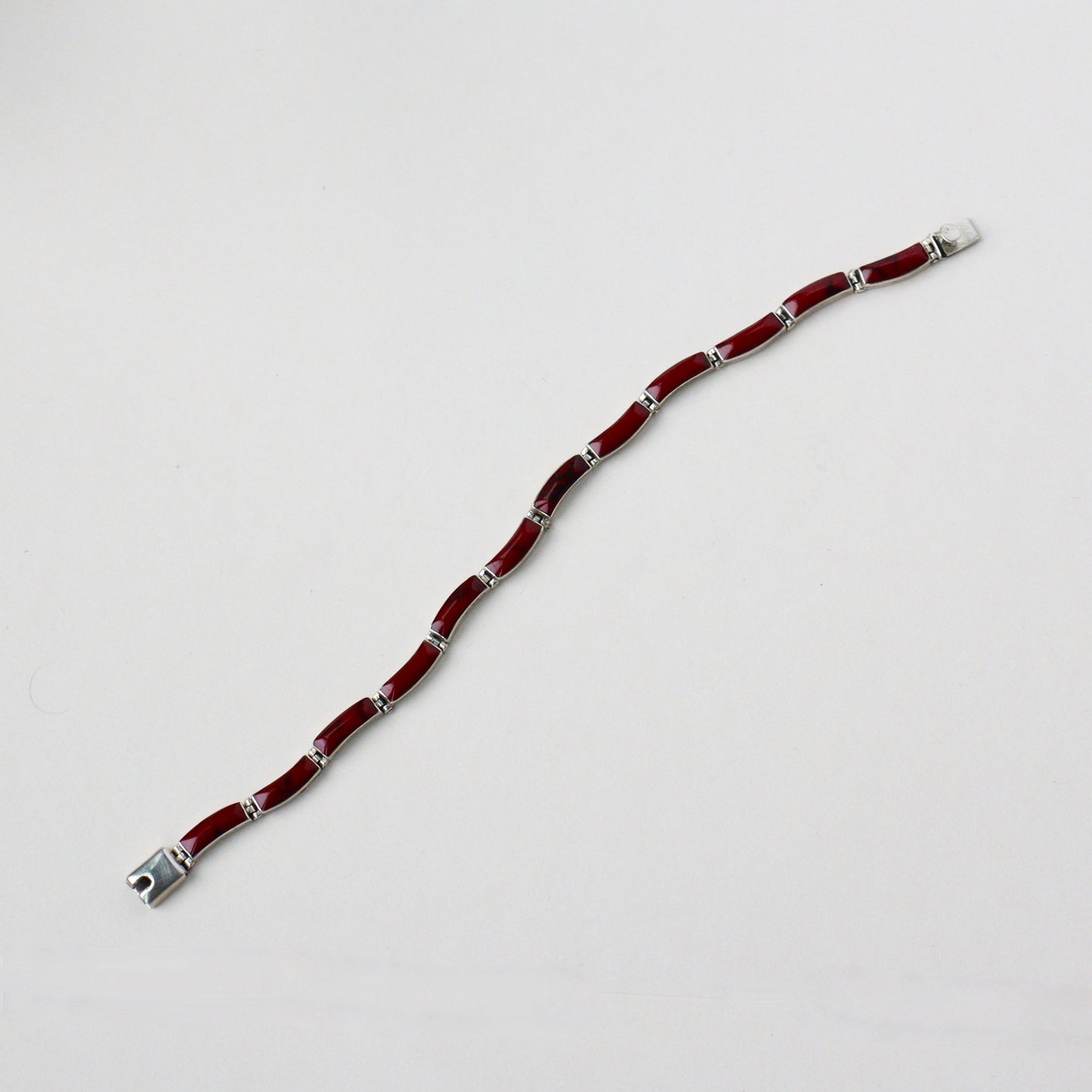 A Silver & Red Jasper Bracelet by Cutberto Gonzalez Pereyra, Mexico