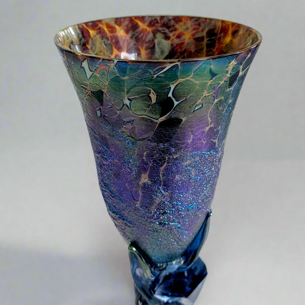 A Colin Heaney 'Atlantis Series' Iridescent Glass Chalice, 1993