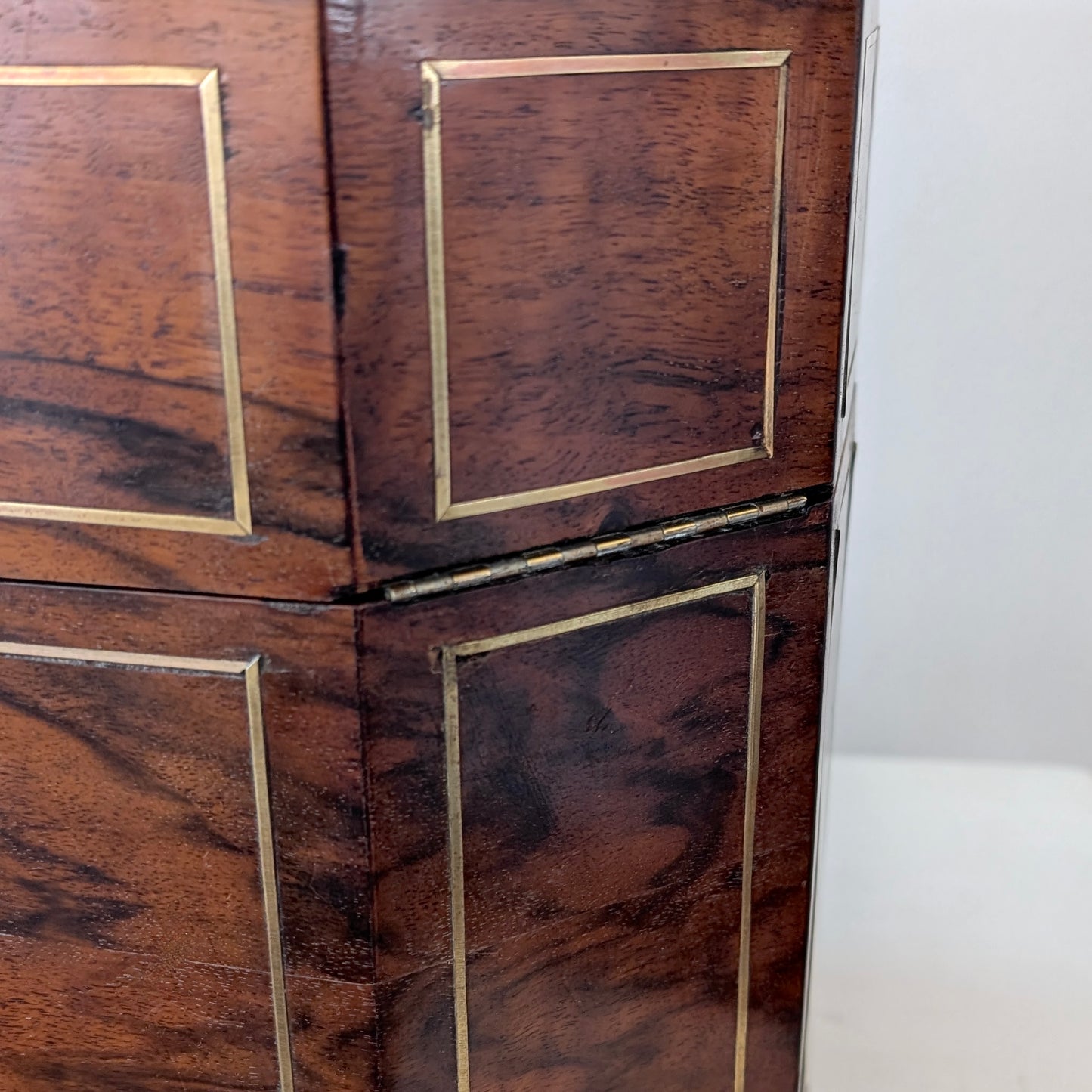 An Octagonal Mahogany Brass-Inlaid Box, c1880