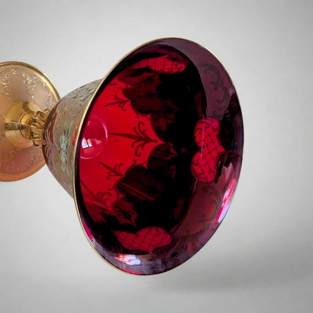 A Large Venetian Tre Fuochi Ruby Glass Vase by E. Vianello