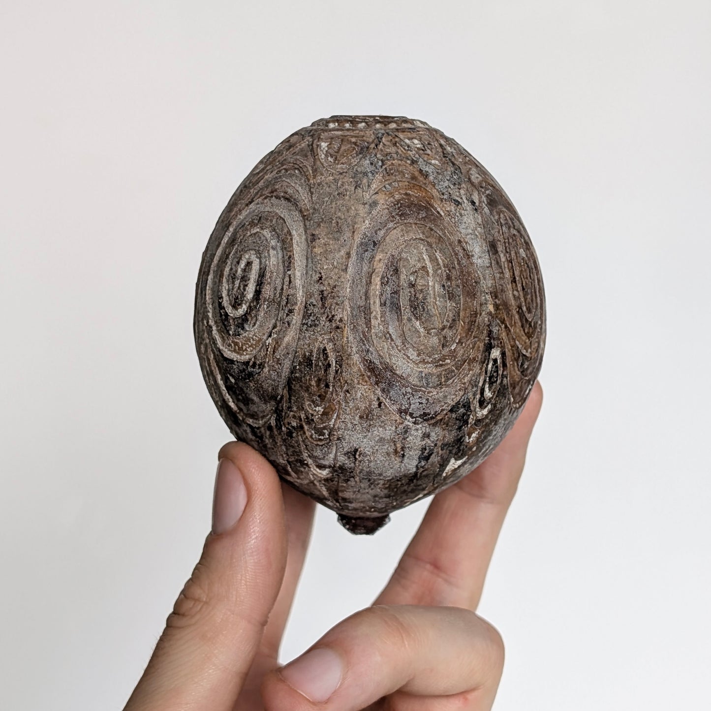 Two Iban Dayak Carved Gourd Lime Boxes, Borneo, 19th Century