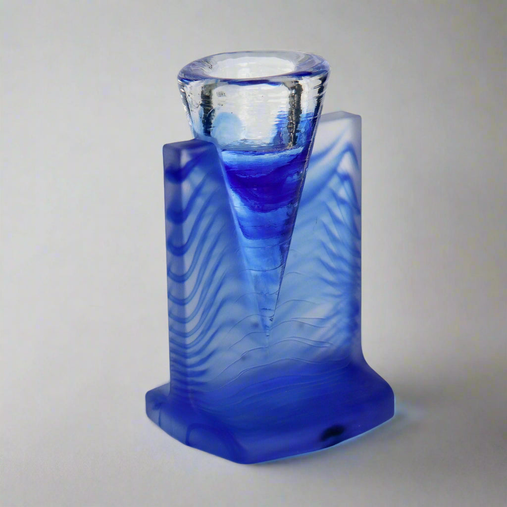 Blue Eiszeit Candle Holder By Kjell Engman for Kosta Boda