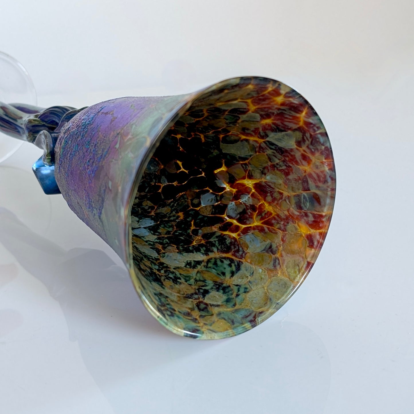 A Colin Heaney 'Atlantis Series' Iridescent Glass Chalice, 1993