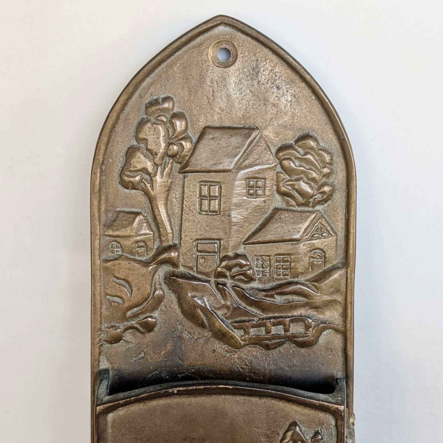 A Brass Fireplace Long Match Holder, Mid 20th Century