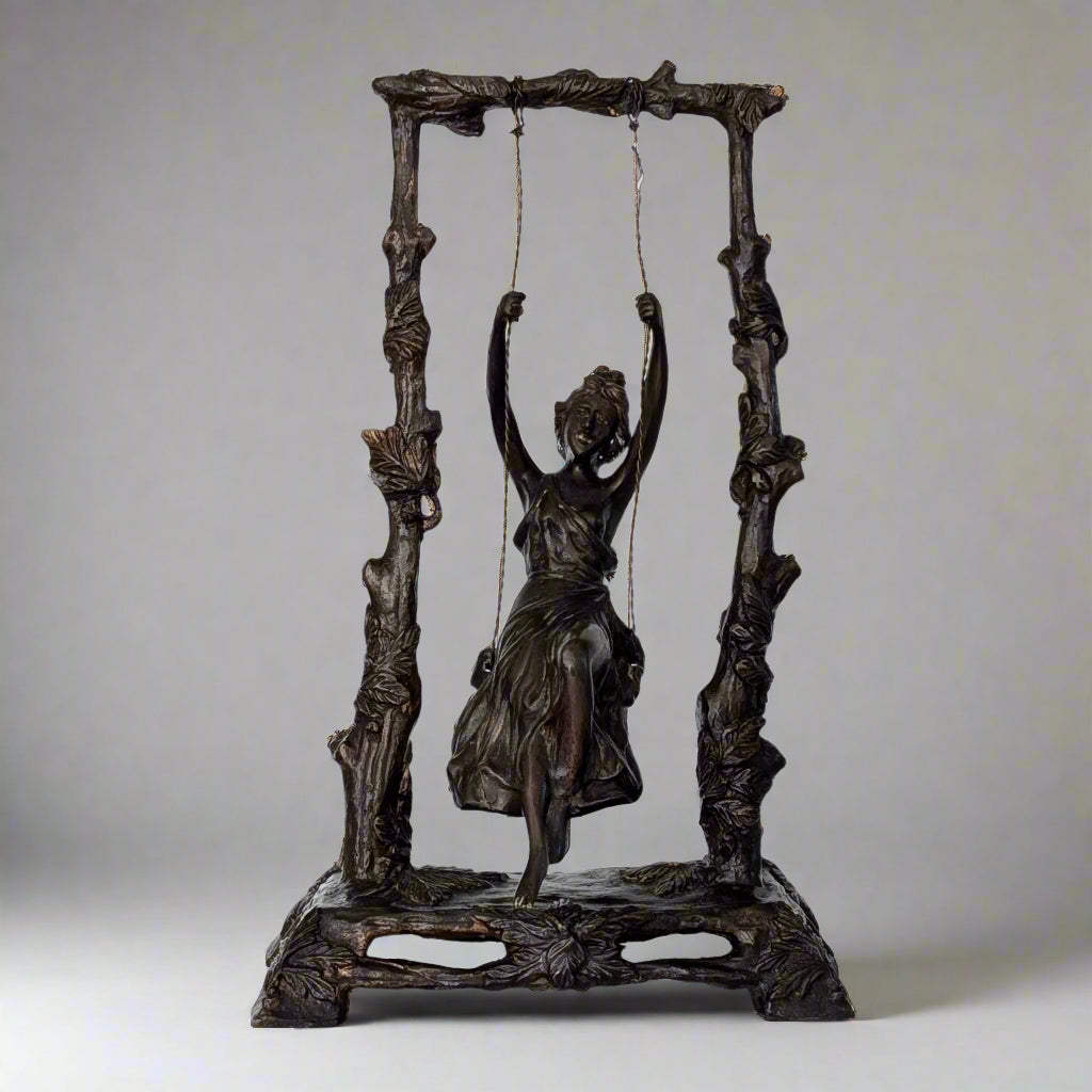 A Large Bronze 'Girl on Swing' Sculpture, 20th Century
