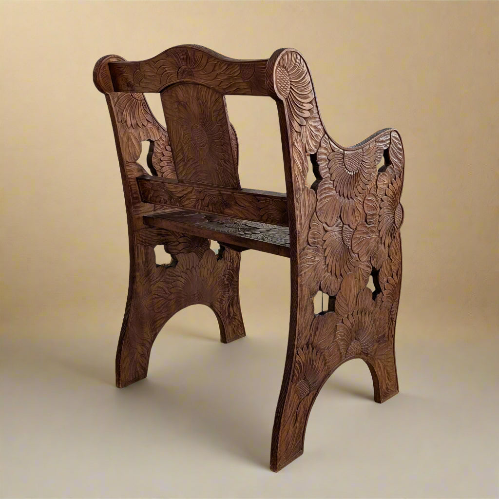 A Japanese Carved 'Sunflower' Chair for Liberty & Co, c1910
