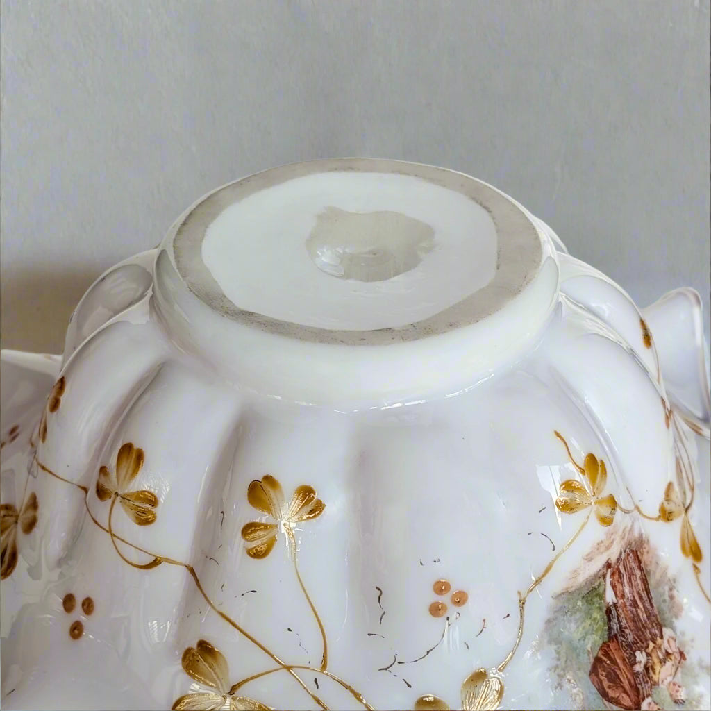 A Large Victorian Glass Bride's Basket in Silver Plated Stand