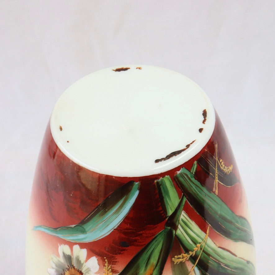 A Large 19th Century Hand Painted Glass Vase, c1890