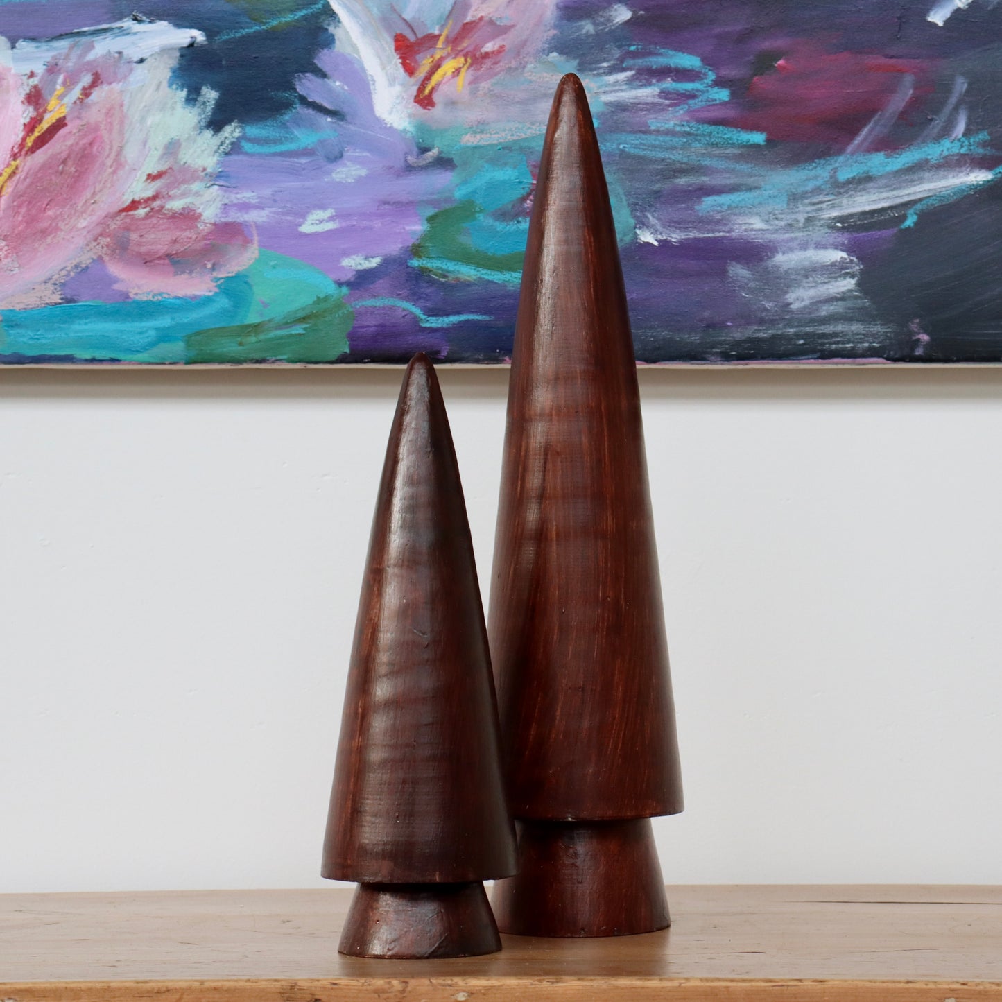 Two Mid Century Modern Stylised Pine Trees