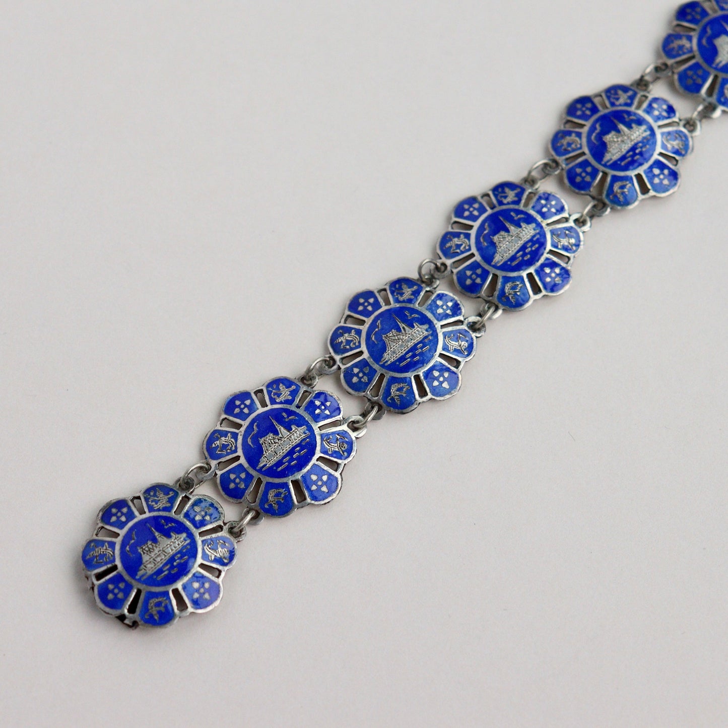 A Siam Sterling Silver Enamel Bracelet, c1970