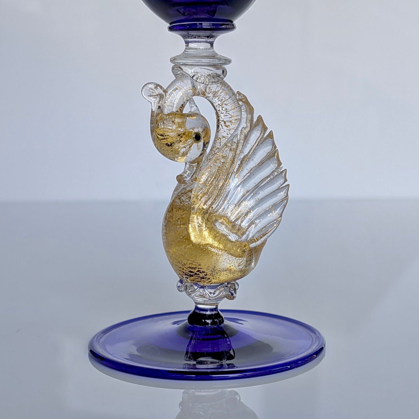 A Salviati Venetian Glass Swan Chalice, c1950-60