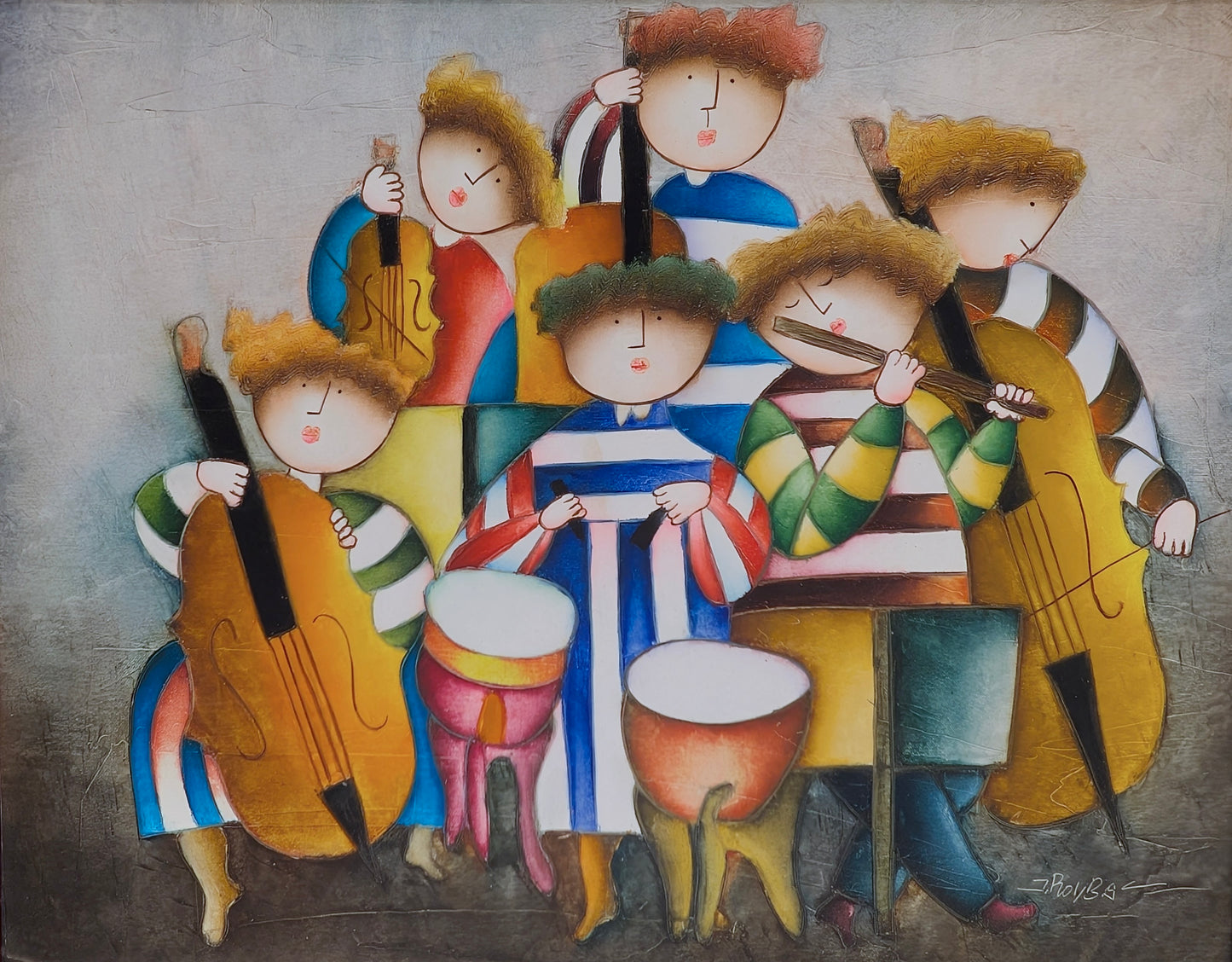 Joyce Roybal (b. 1955) 'Musicians', Oil