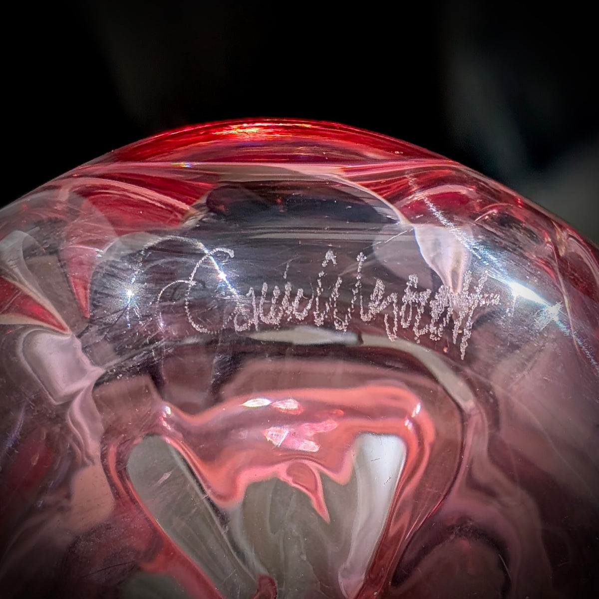 A Signed Australian Studio Glass Vase by Carrie Westcott