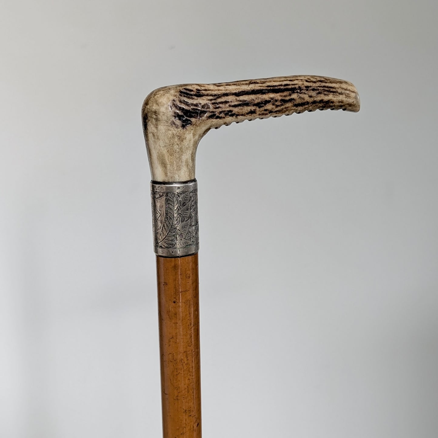 Stag Antler Handle Riding Crop with Sterling Silver Collar