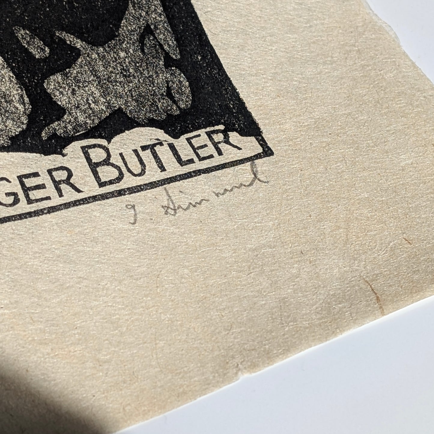 Ilme Simmul 'Roger Butler' Linocut, c1970's