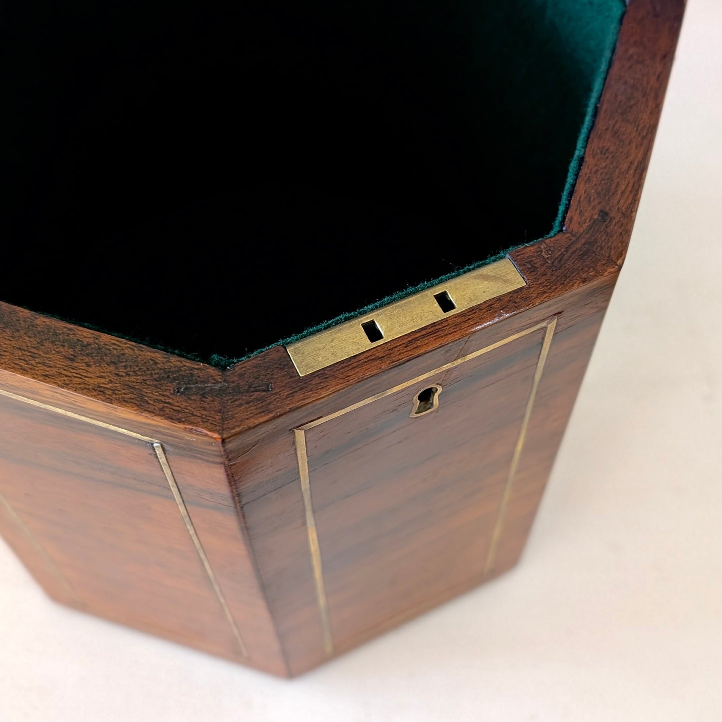 An Octagonal Mahogany Brass-Inlaid Box, c1880