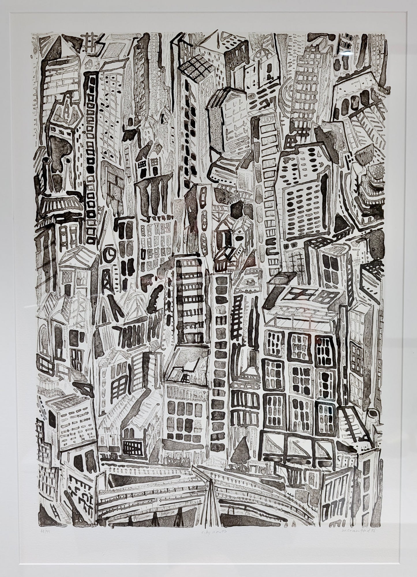 Marian Crawford 'City North - Melbourne' Etching, 1996