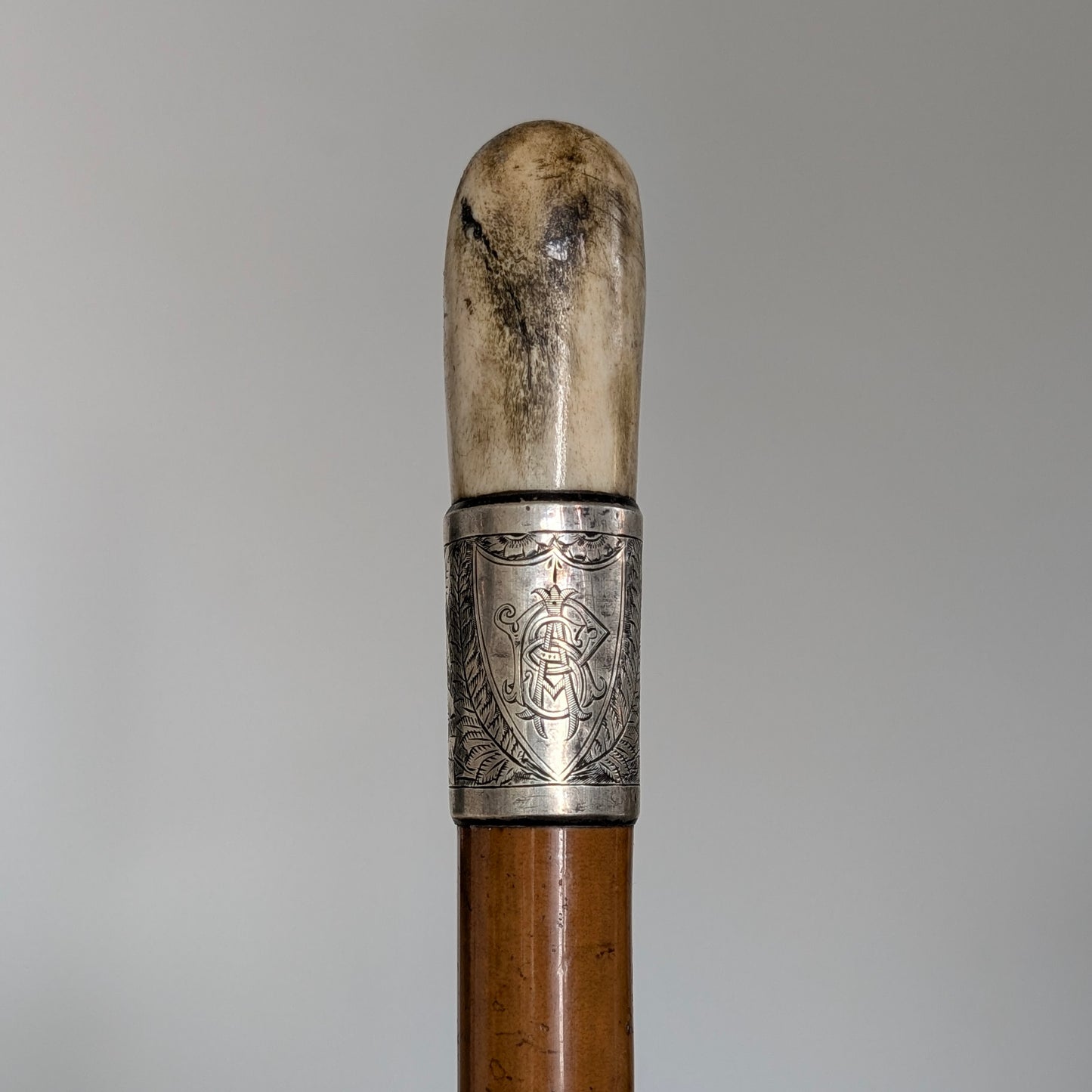 Stag Antler Handle Riding Crop with Sterling Silver Collar
