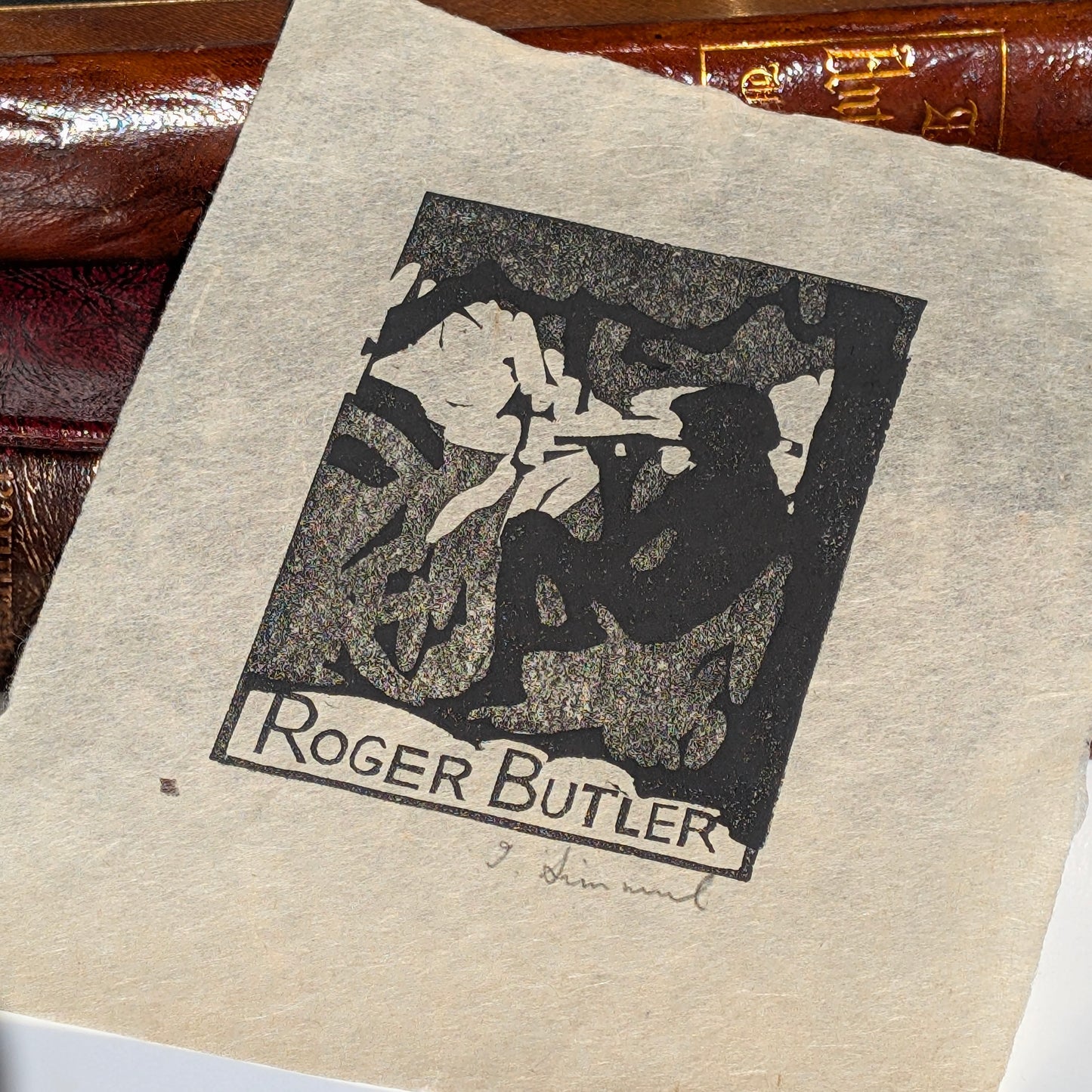Ilme Simmul 'Roger Butler' Linocut, c1970's