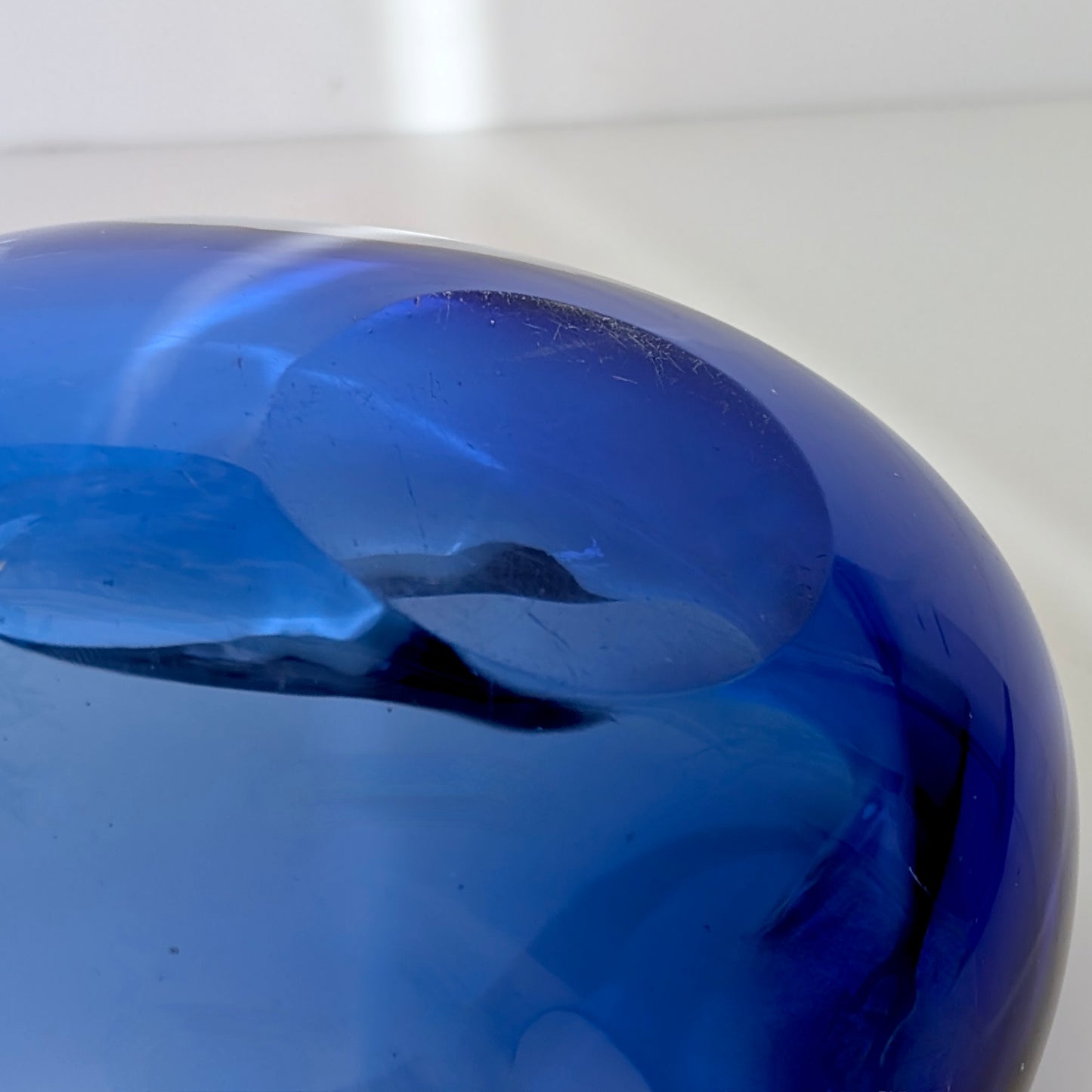 A Blue Glass Bowl by Alfredo Barbini Murano, c1970