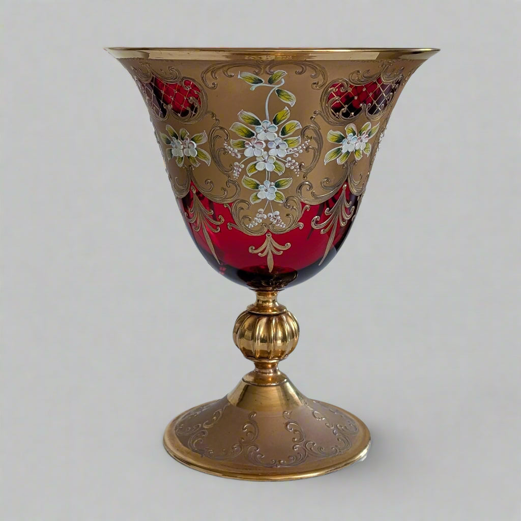 A Large Venetian Tre Fuochi Ruby Glass Vase by E. Vianello