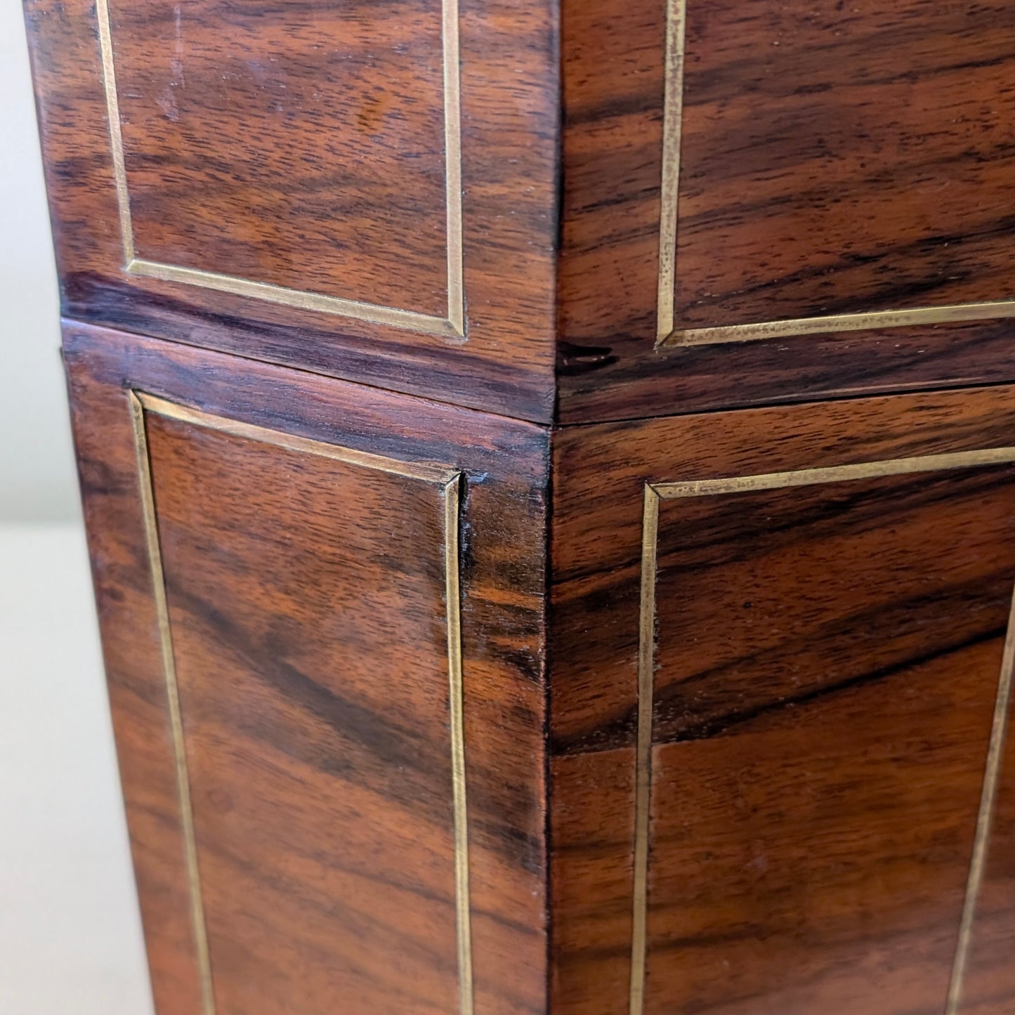 An Octagonal Mahogany Brass-Inlaid Box, c1880