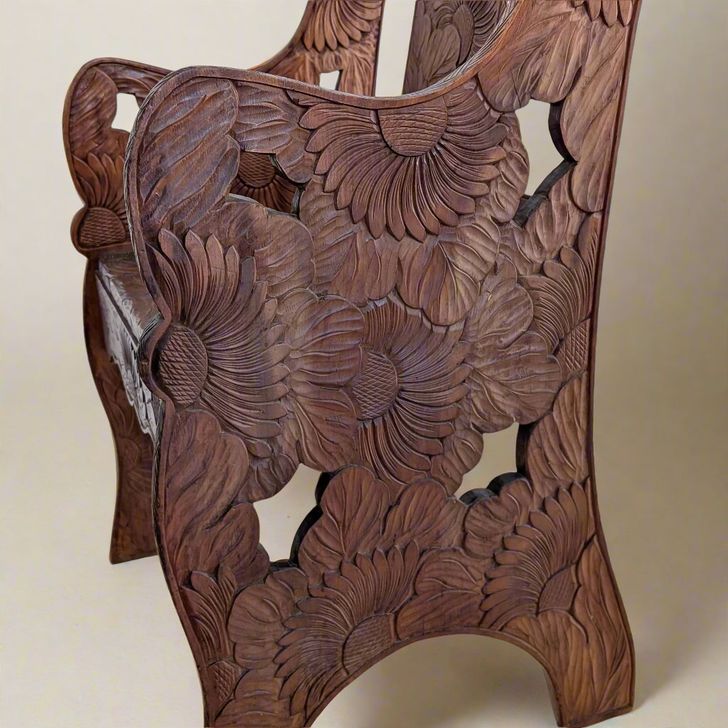 A Japanese Carved 'Sunflower' Chair for Liberty & Co, c1910