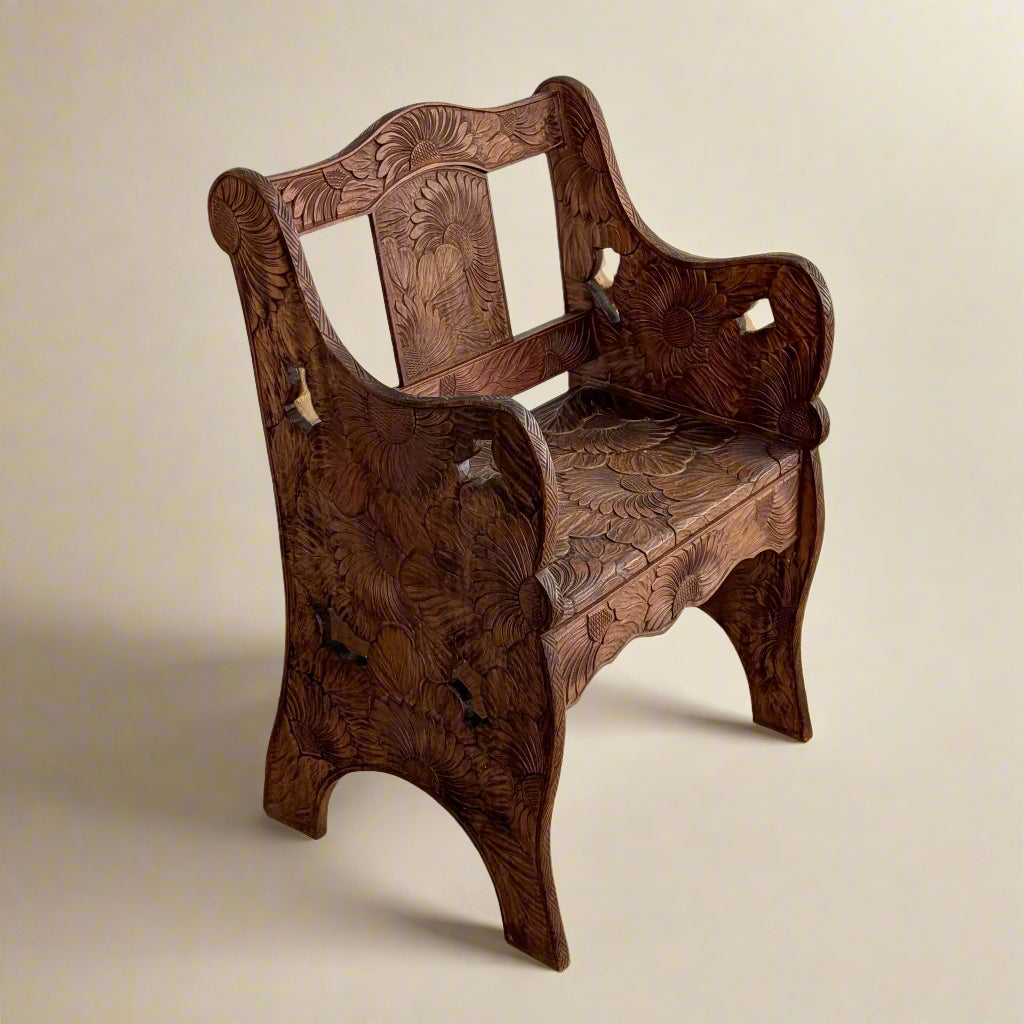 A Japanese Carved 'Sunflower' Chair for Liberty & Co, c1910