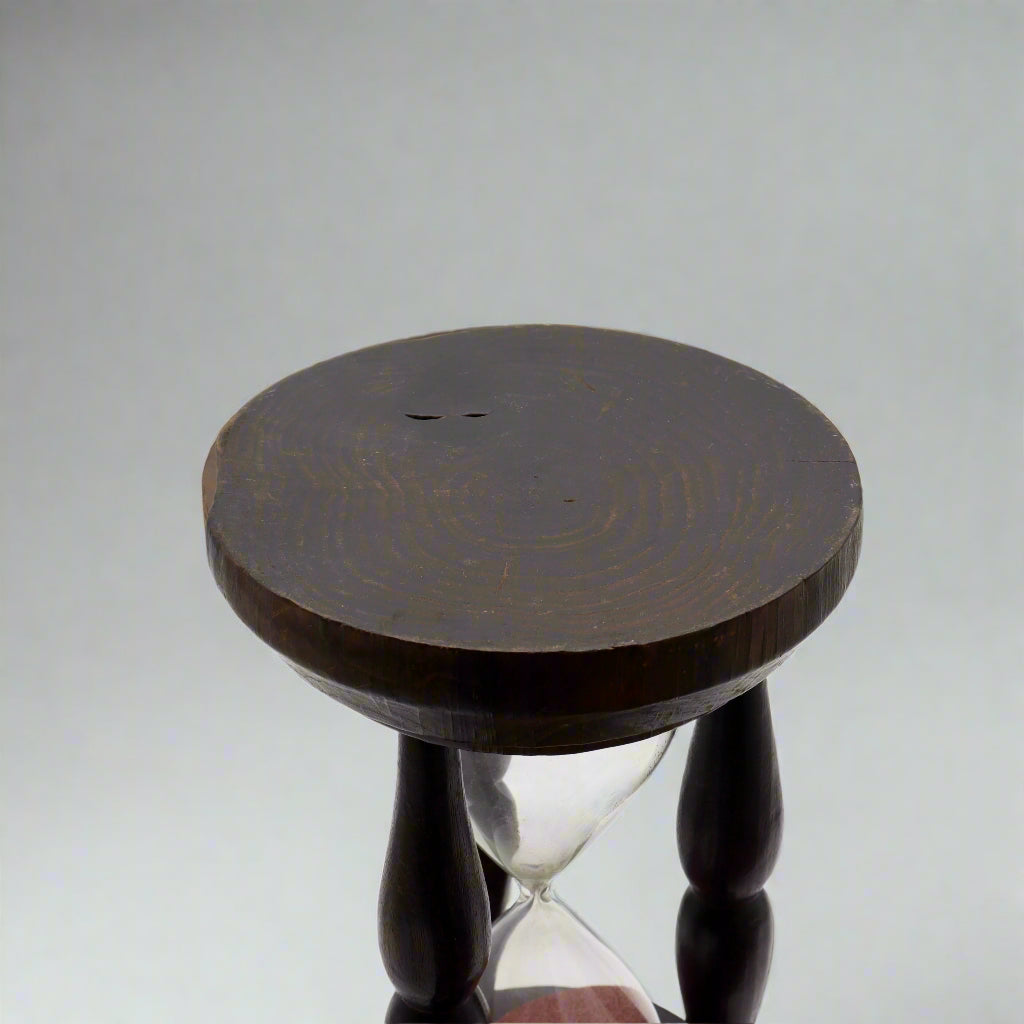 A Large Carved Pine Wood Hourglass