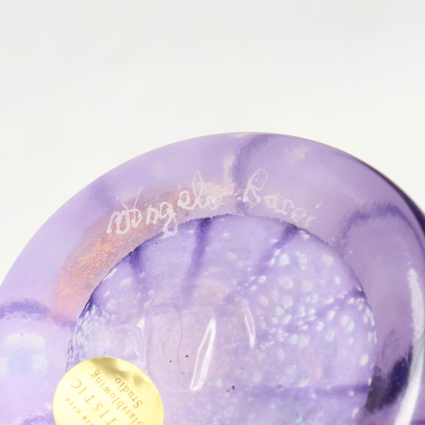 Angelo Rossi "Mauve" Glass Vase, Signed