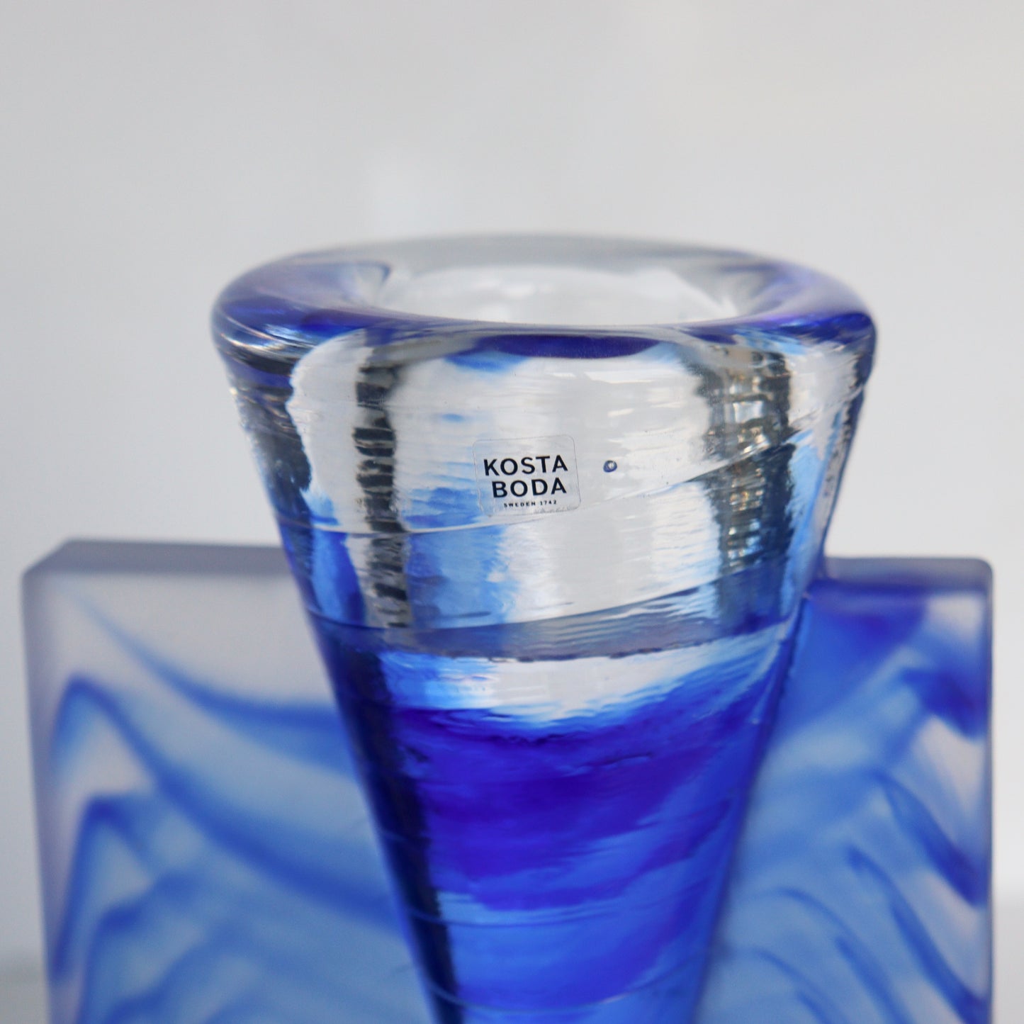 Blue Eiszeit Candle Holder By Kjell Engman for Kosta Boda