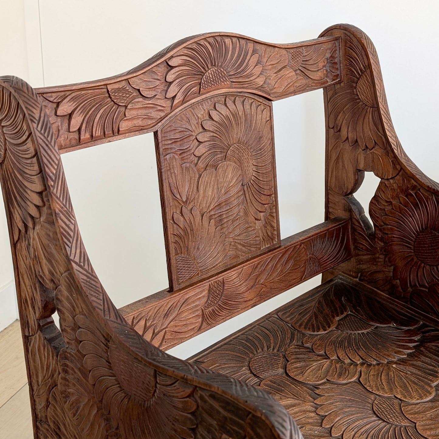 A Japanese Carved 'Sunflower' Chair for Liberty & Co, c1910