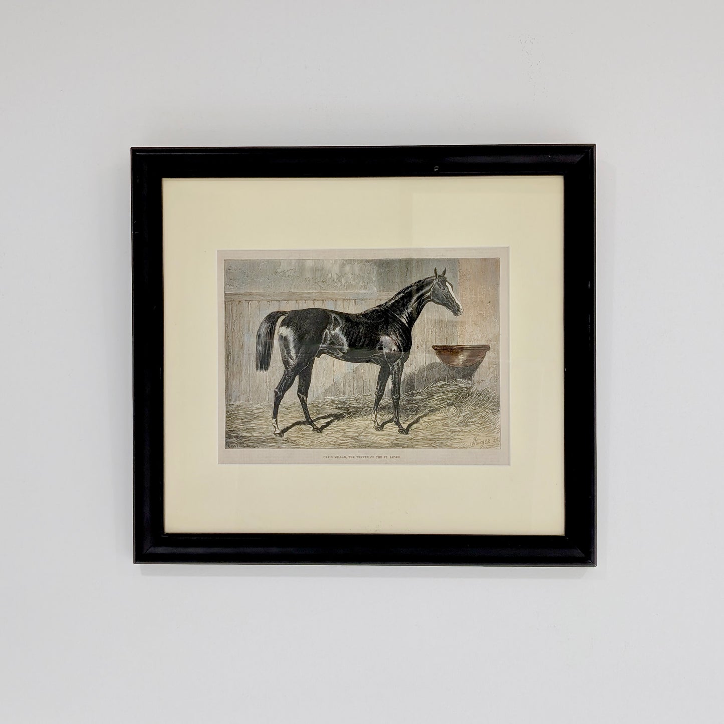 Hand Coloured 'Horse Racing' Woodblock Engraving, c1875