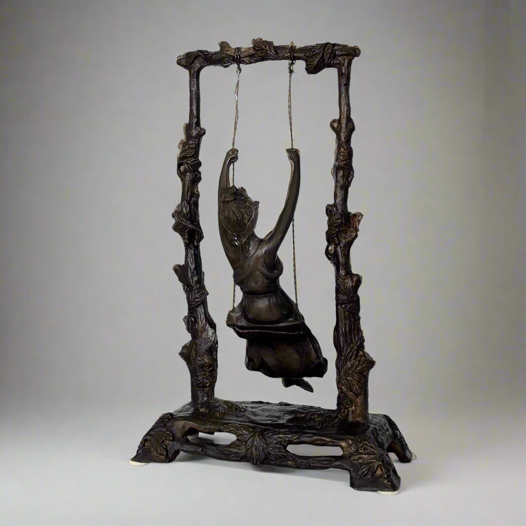 A Large Bronze 'Girl on Swing' Sculpture, 20th Century