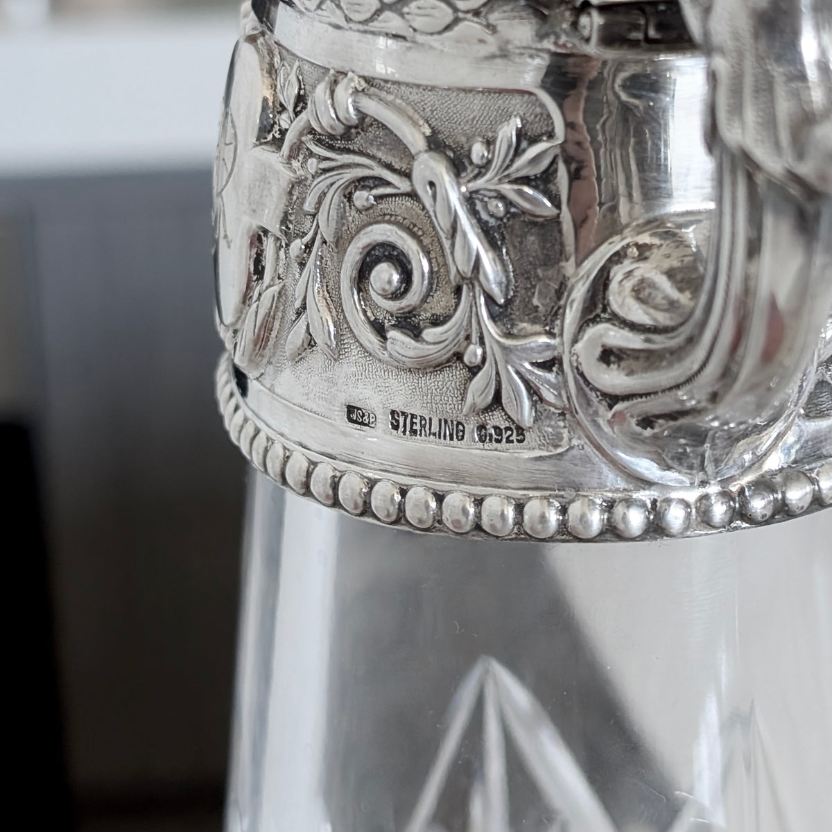 A Rare Whitehill Sterling Silver & Crystal Claret Jug