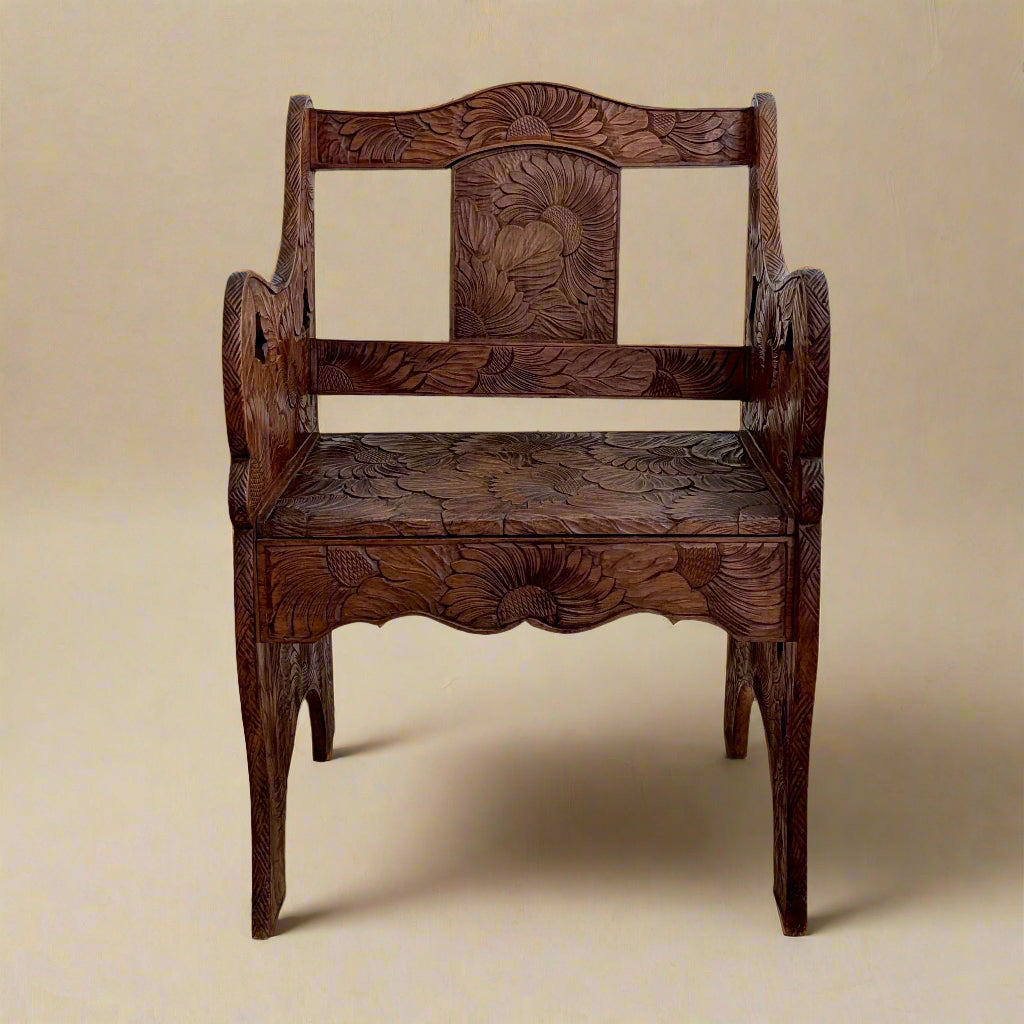 A Japanese Carved 'Sunflower' Chair for Liberty & Co, c1910