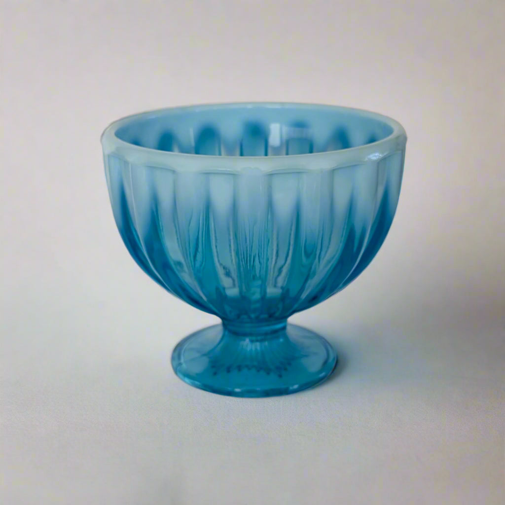 Davidson Blue Pearline 'Brideshead' Glass Footed Bowl, c1890's