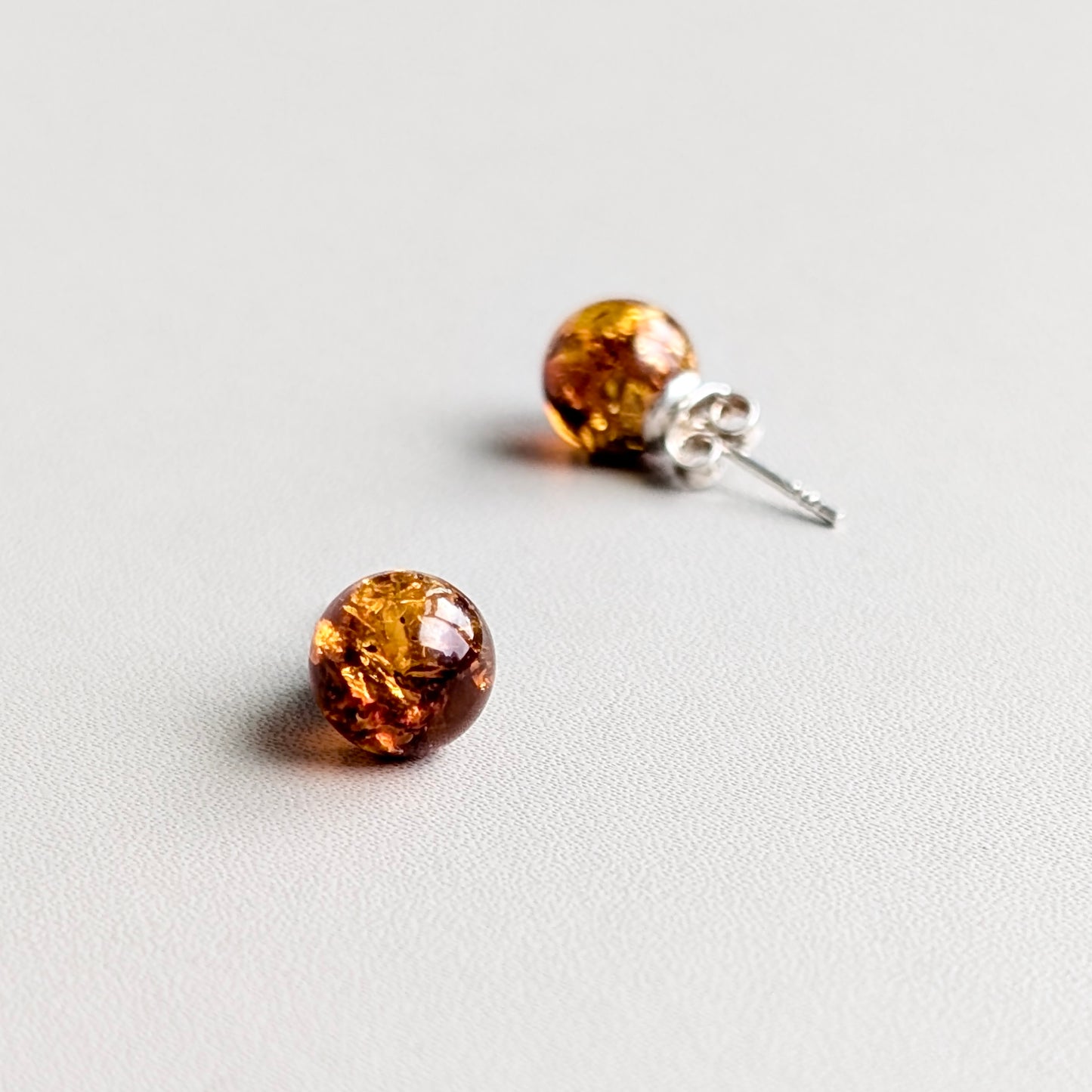 Baltic Amber Studs in Sterling Silver