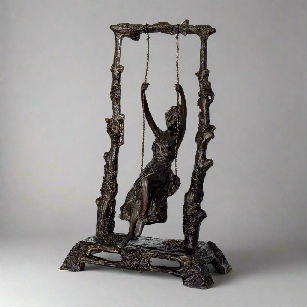 A Large Bronze 'Girl on Swing' Sculpture, 20th Century