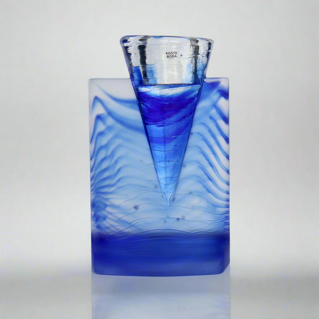 Blue Eiszeit Candle Holder By Kjell Engman for Kosta Boda