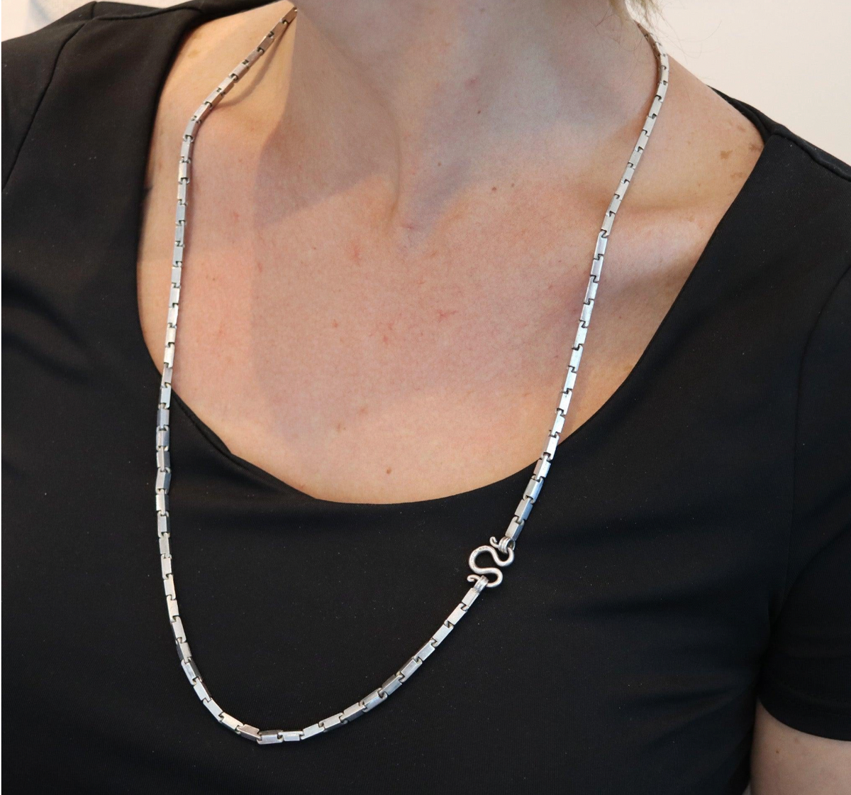 A Thick Modernist Solid Sterling Silver Chain, c1970's