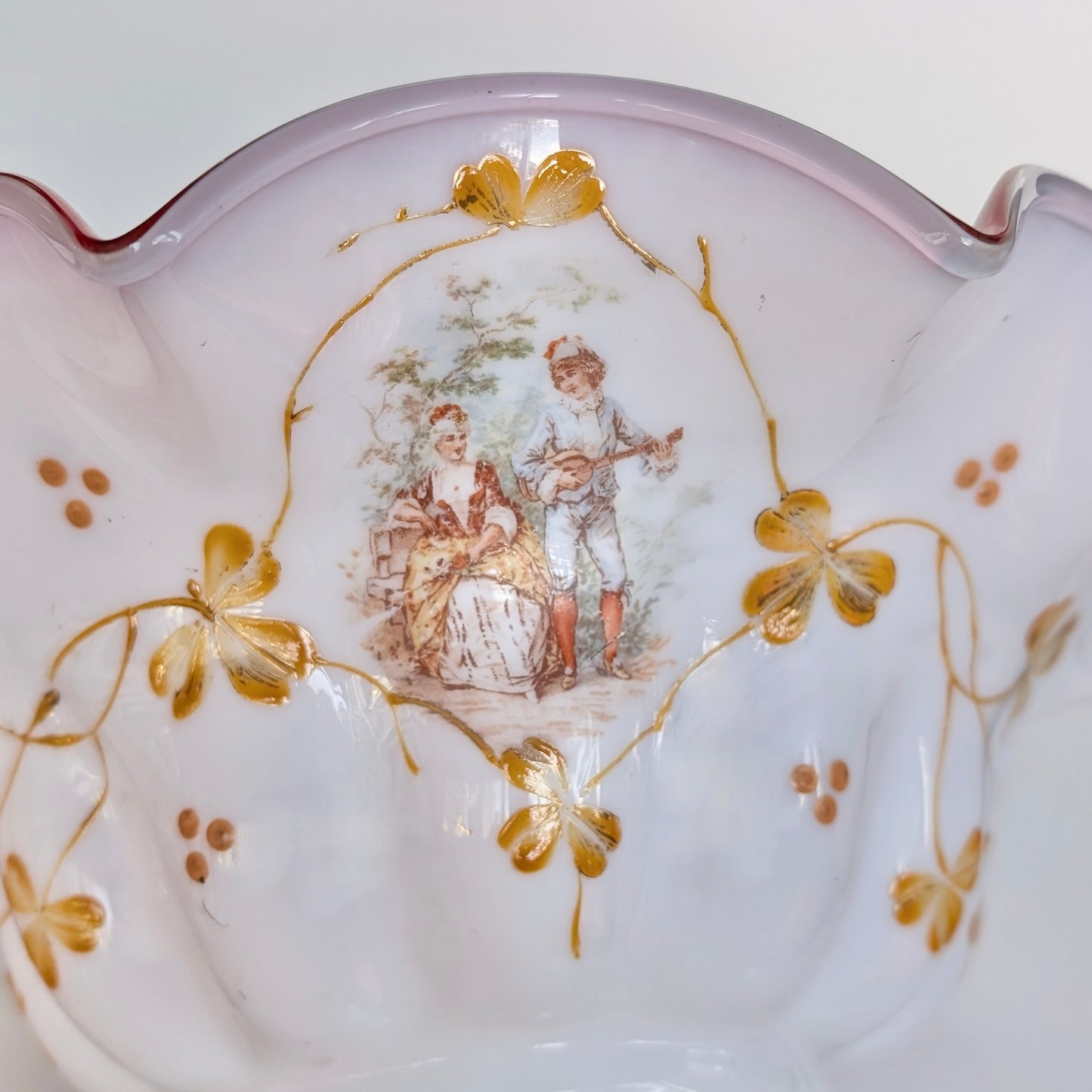 A Large Victorian Glass Bride's Basket in Silver Plated Stand