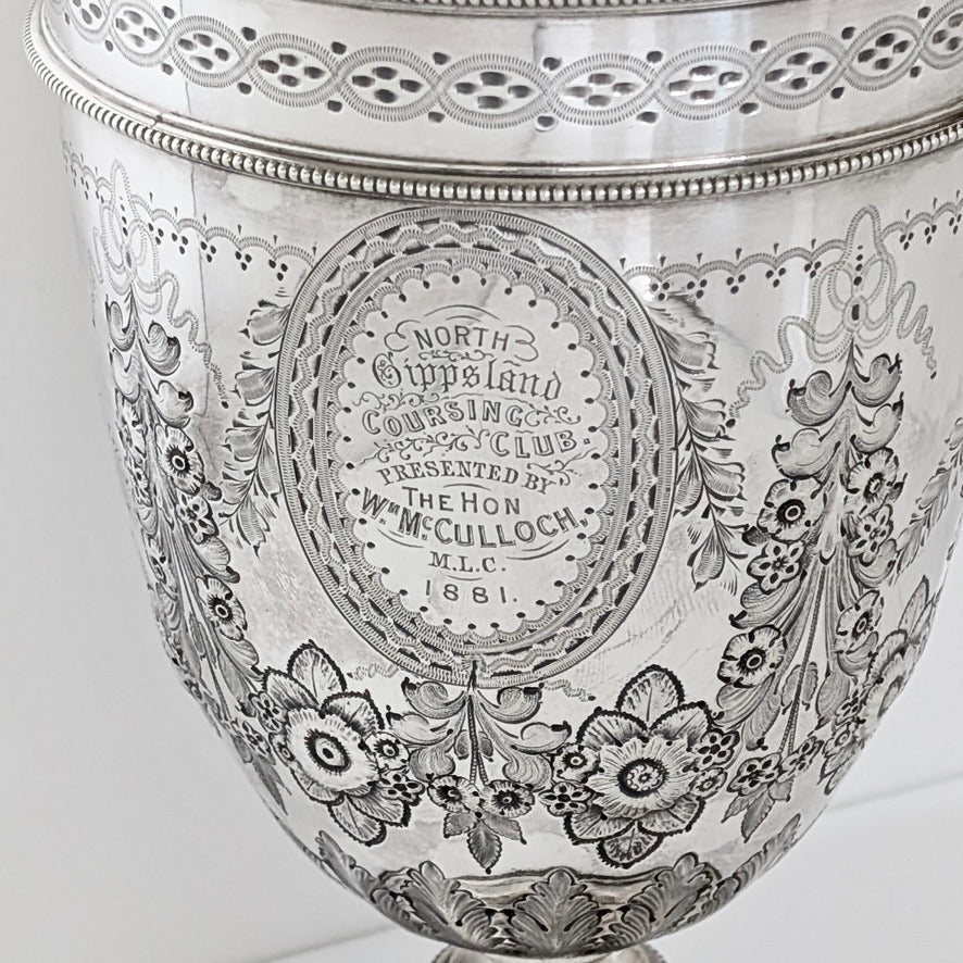 North Gippsland Coursing Club Claret Jug presented by The Hon. William McCulloch, c1881