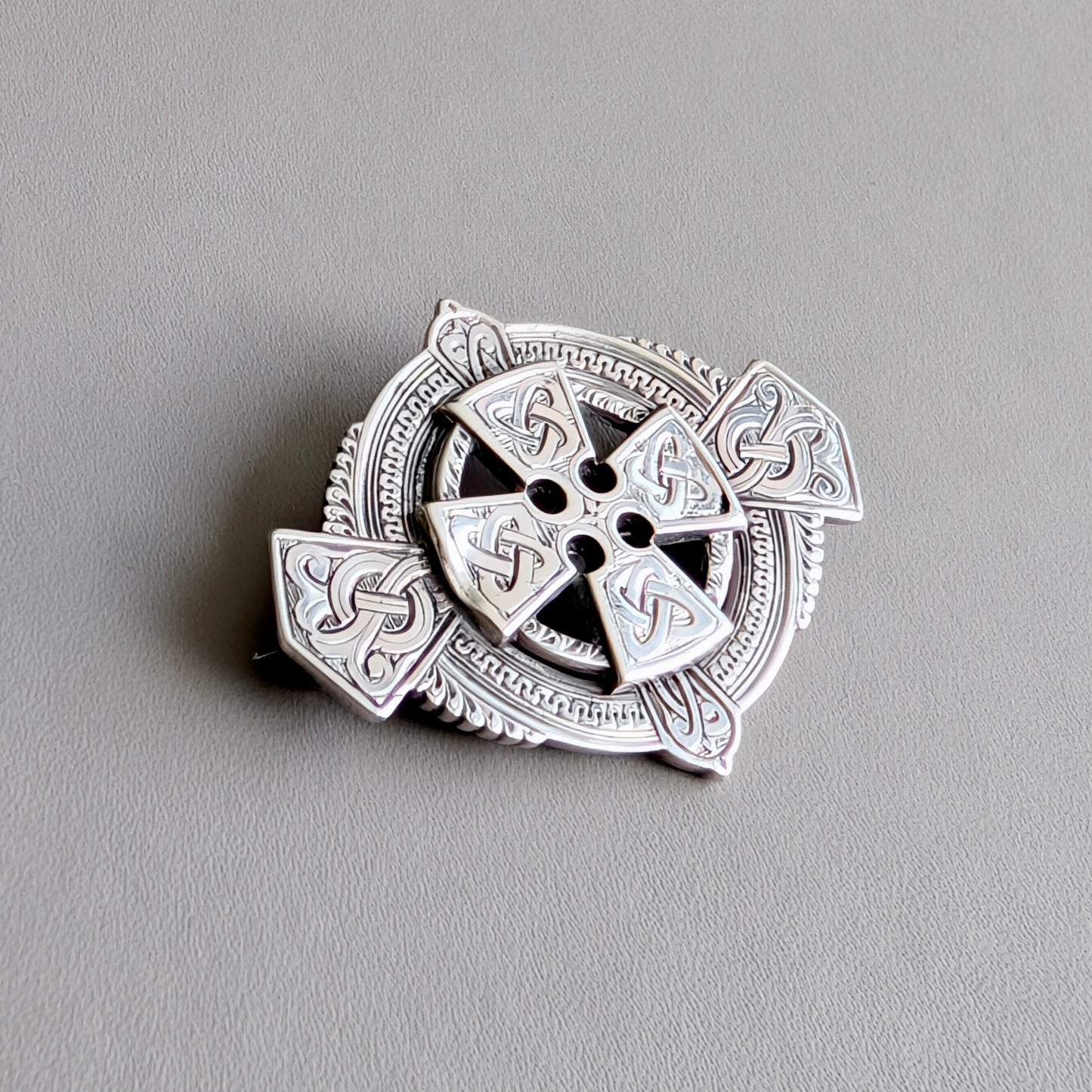 A Victorian Scottish Sterling Silver "Celtic Cross" Brooch, c1880