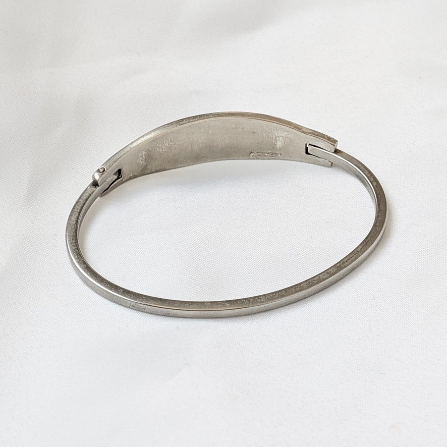 A Mexican Sterling & Alpaca Silver Bracelet with Abalone Shell Inlay, c1970