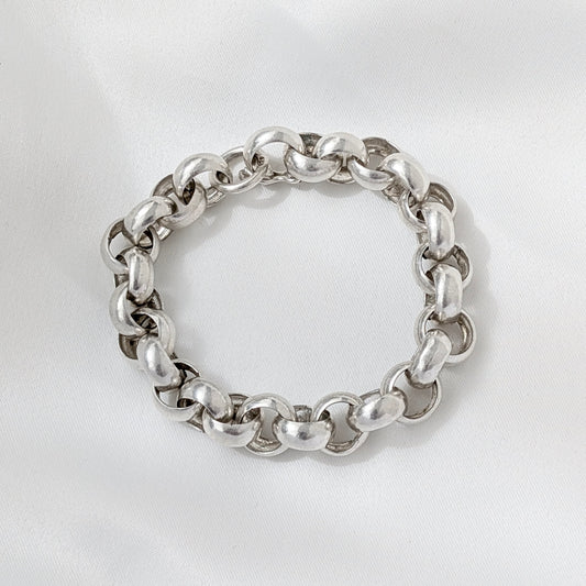 A Large Sterling Silver Belcher Link Bracelet