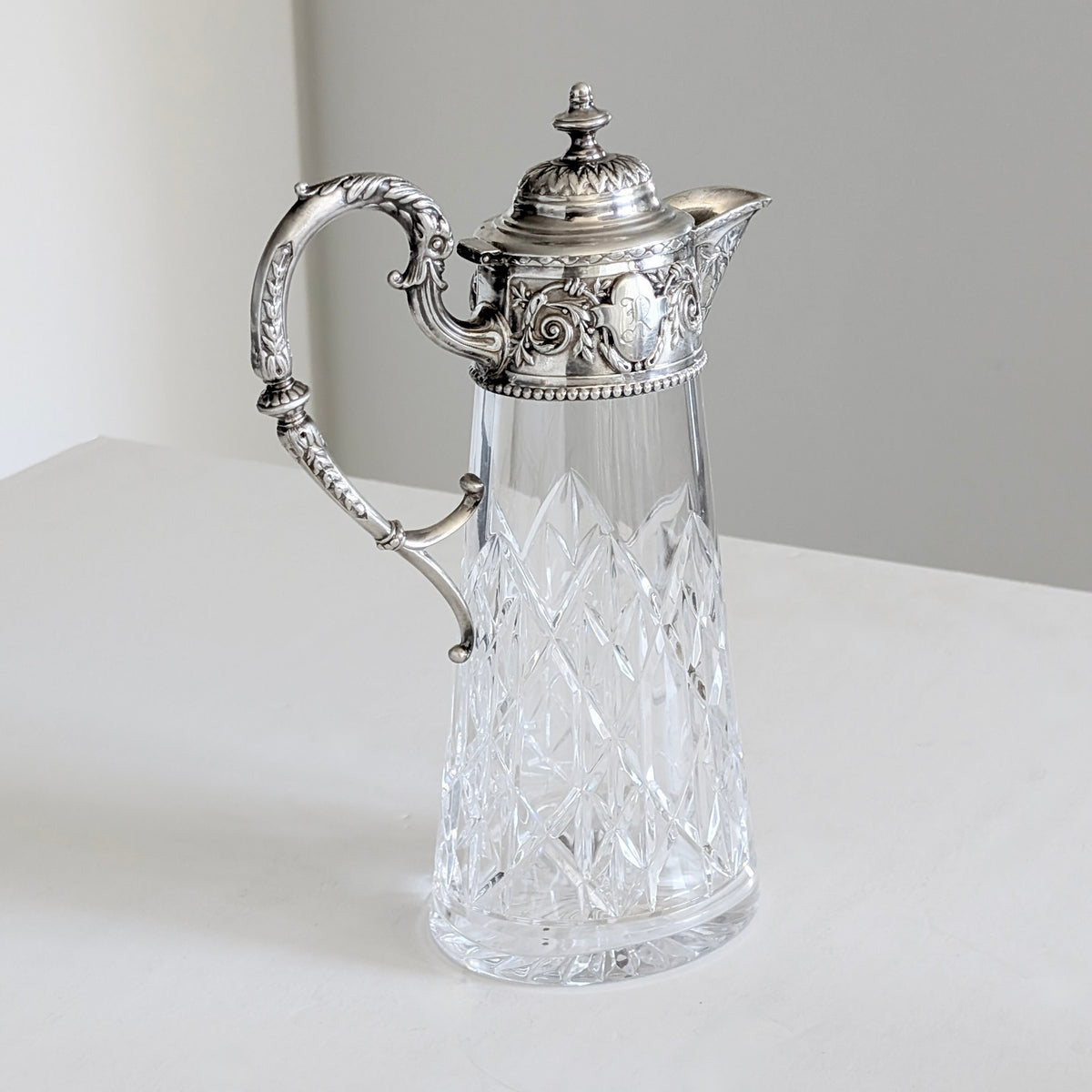 A Rare Whitehill Sterling Silver & Crystal Claret Jug