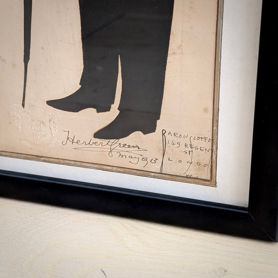 Framed Paper-Cut Silhouette Portraits by Baron Scotford (USA), c1913